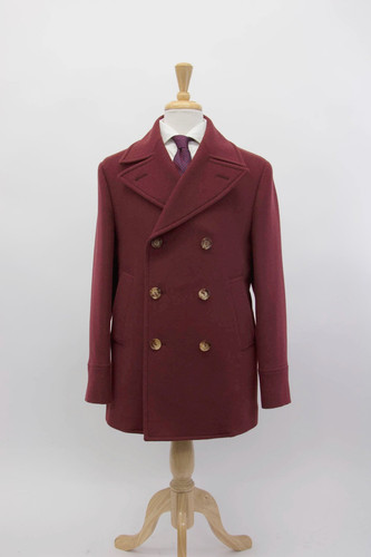 NWT $6800 Brunello Cucinelli Men's 100% Wool DB Peacoat With Logo Buttons  A262