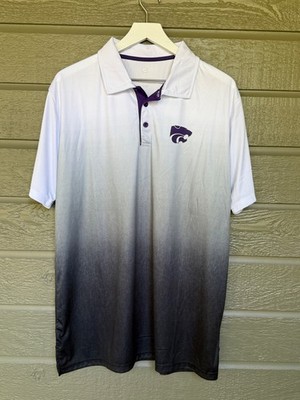 Kansas State University Polo Ombre White Gray Power Cat Mens XL KSU Kansas State