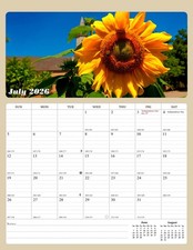 2026 - 2027 Calendar Magnetic Peel  Stick 18 Months 8.5" x 11" Sunflowers