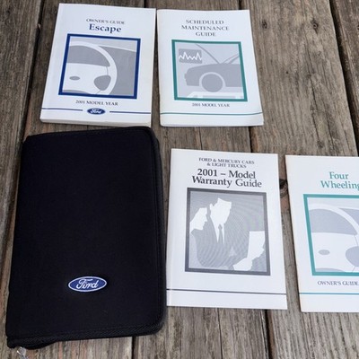 2001 FORD ESCAPE CLOTH ZIPPERED CASE WITH OWNERS MANUAL PLUS OPERATORS GUIDES