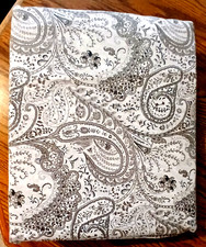 Full Size Grey White Paisley Print Flat Sheet NEW without tags 81"x96"