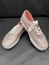 Vans Authentic Lurex Glitter Pink Sneakers Low Top Lace Up Shoes Womens US 7