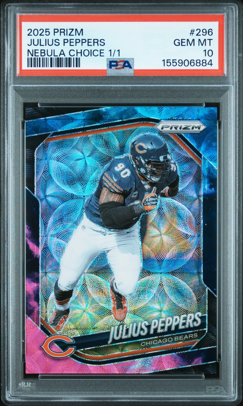 JULIUS PEPPERS 2025 PANINI PRIZM NEBULA CHOICE SP 1/1 PSA 10 GEM MINT BEARS