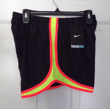 NWT Authentic NIKE Dri-Fit Black, Neon Orange Yellow Running Shorts Size L