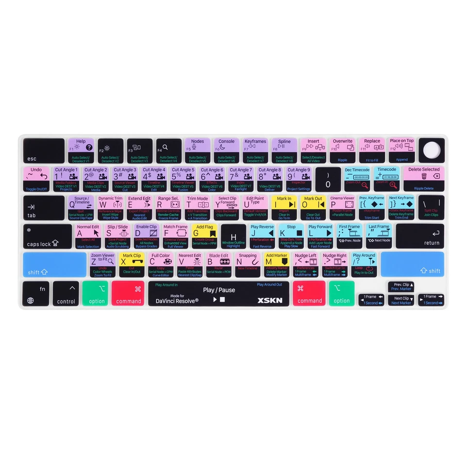 XSKN DaVinci Resolve Shortcuts Keyboard Cover for Macbook Air 13.6/15.3 M2 M3 M4 - Image 2 of 4
