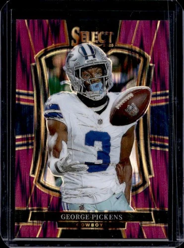 2025 Panini Select George Pickens Premier Level Purple Prizm Shock #/699 Cowboys