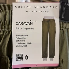 Social Standard by Sanctuary Caravan Pull On Cargo Pants Woman Size S Green NWT