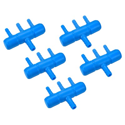 Air Line Tubing Splitter Connector, 5Pcs 8mm/0.31'' to 5mm/0.2'' 3 Way, Blue