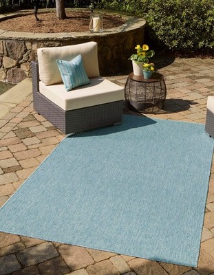 Unique Loom Collection Casual 2' x 3'1'' (Rectangular), Aquamarine/Ivory