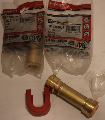Mainline MLU3016LF - 3/4" x 3/4" Slip Couplings - Copper, PEX, CPVC - Lot of 2