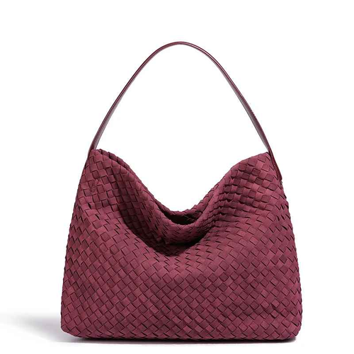 Women's Genuine Leather Woven Hobo Bag | Large Capacity Shoulder Tote - Picture 2 of 8