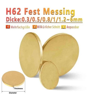 Durchmesser 10 bis 300mm H62 Messing Ronde Messingblech Messingscheibe Rohlinge - Bild 1 von 4
