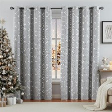 Foil Silver Blackout Window Curtains for 52W x 95L Pack of 2 , Silver/Grey