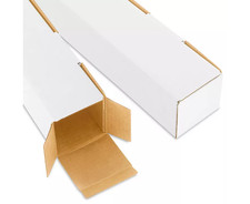 White Square Mailing Tubes Corrugated Cardboard w/ Tabs 3 x 3 x 12 in 42 PCS