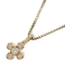 0.03ct/agete Cross Motif 5P Diamond Necklace Pendant/K10PG/416-0.9g/Pink Gold