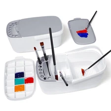GAMENOTE Paint Brush Cleaner - Paint Brush Holder with Palette and Handle,Ri...