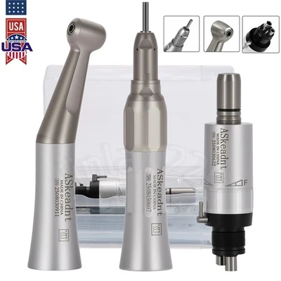 ASkeadnt Dental Slow Low Speed Handpiece Straight Contra Angle Air Motor 4Hole