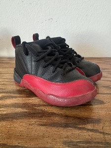 Air Jordan 12 Retro Basketball Black Red Toddler Shoes 9C 850000-002