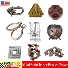 9 Pcs Metal Brain Teaser Puzzles Teaser 3D Steel Puzzle for Adults Unlock Interl