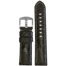 Classic Ostrich Leg Watch Band Matte Brown White Stitch