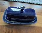 Vintage Fiesta HLC Cobalt Blue Covered Butter Dish Retired READ
