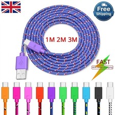 HeavyDuty USB Type C Charging Cable Braided Fast Phone Charger Long Lead 2m 3m