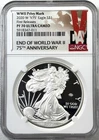 2020-W American Silver Eagle Proof V75 Privy, End of WWII, NGC PF70 V-Day Label