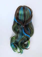 American Girl 18" Doll Truly Me 89 Wig Brown Hair Green Blue Highlights  - VGUC