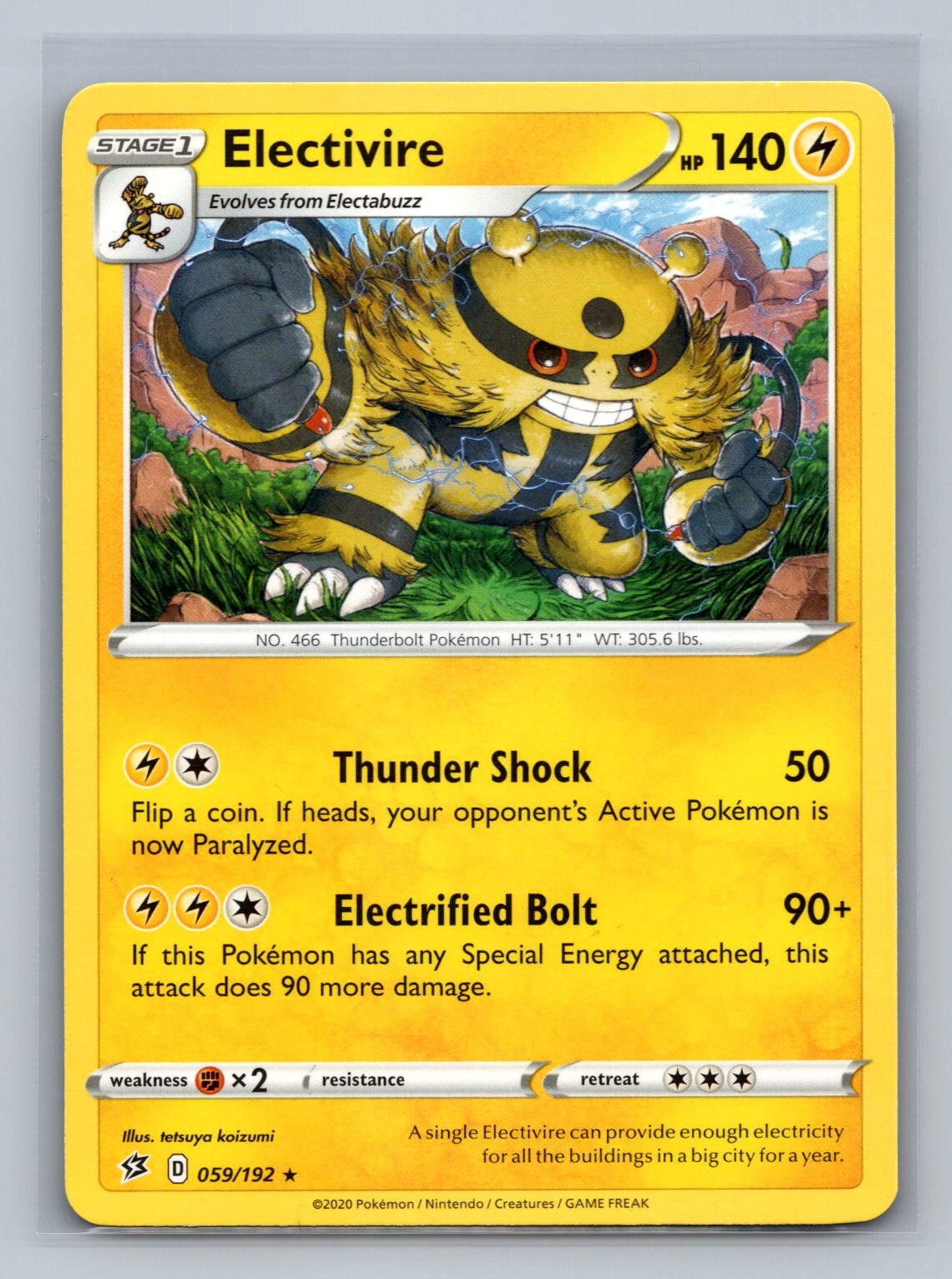 Electivire 059/192 Rare Rebel Clash Pokemon Near Mint