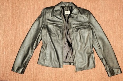 BLACK LEATHER JACKET - Taifun Collection, women's small/medium/EU 38, very soft