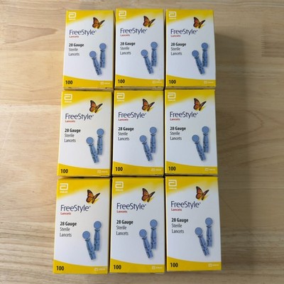 Freestyle 28 Gauge Diabetic Lancets 100ct  - 900 Lancets - EXP 2030-11-30
