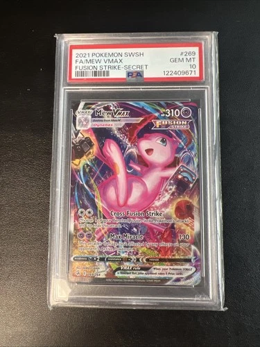 2021 POKEMON SWORD & SHIELD FUSION STRIKE SECRET #269 FULL ART/MEW VMAX PSA 10