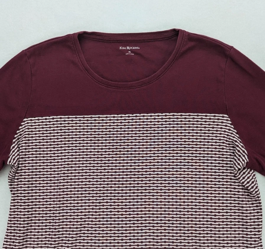 Kim Rogers 女式上衣 XL 码紫色 3/4 袖圆领弹力针织 — 第 3/4 张图片