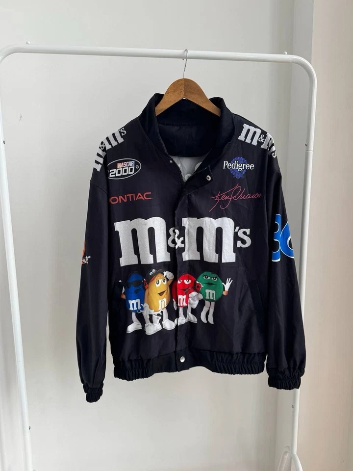 NASCAR 2000 M&Ms VINTAGE RACING TEAM BOMBER JACKET Y2K Size M - Image 3 of 4