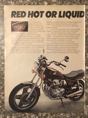 1980 Honda Motorcycle CB650 & CX500 PRINT AD Red Hot or Liquid
