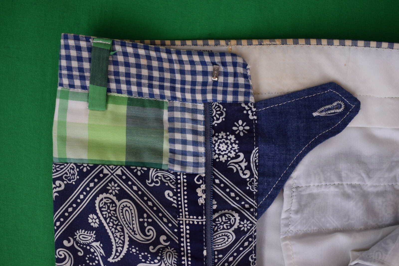 "Chipp Green/ Blue Chambray/ Gingham Patch Panel … - image 3
