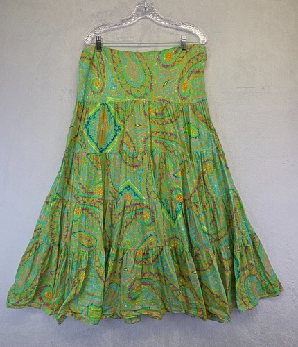 Lauren Ralph Lauren LRL Skirt Womens L Festival Retro Psychedelic Paisley Tiered