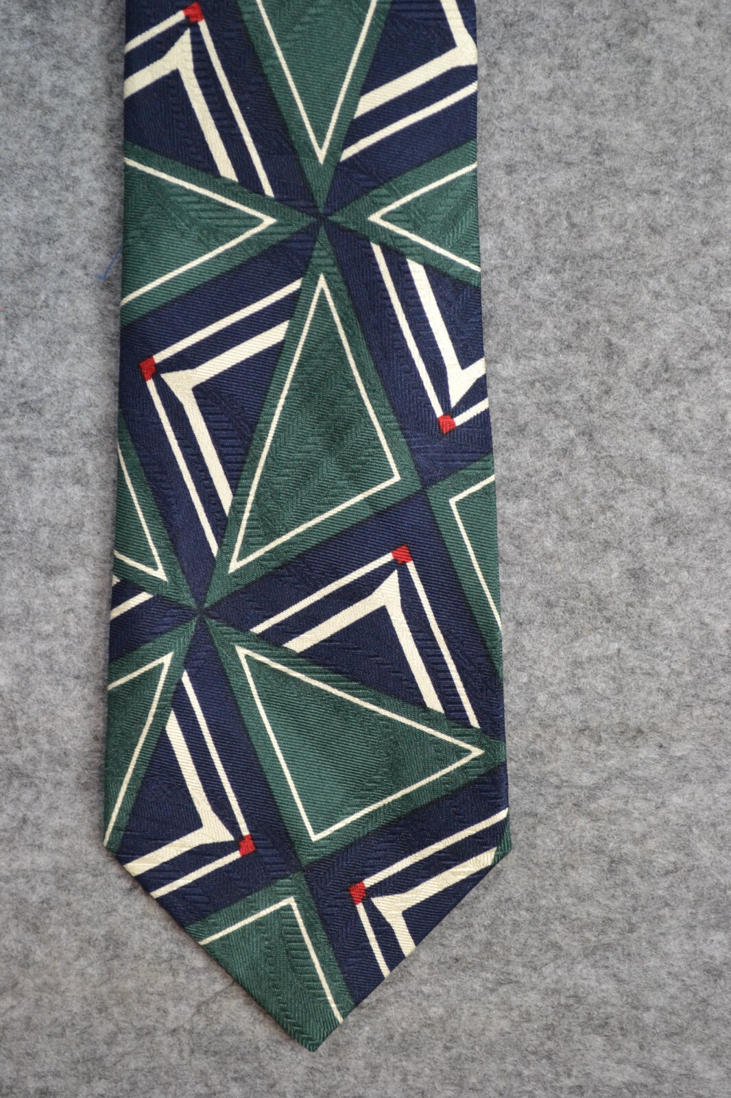VTG Polo Ralph Lauren Designer Neck Tie Mens Green Geometric Silk Neiman Marcus