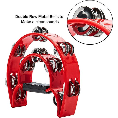 Professional Double Half Moon Tambourine Musical Percussion Instrument Drum Bell - Bild 6 von 22