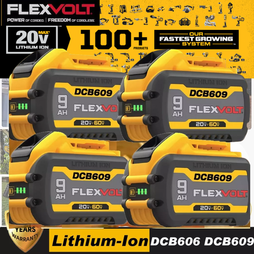 4Pack For DEWALT FLEXVOLT 20V/60V MAX 9.0Ah Lithium-lon Battery DCB609-2 DCB612