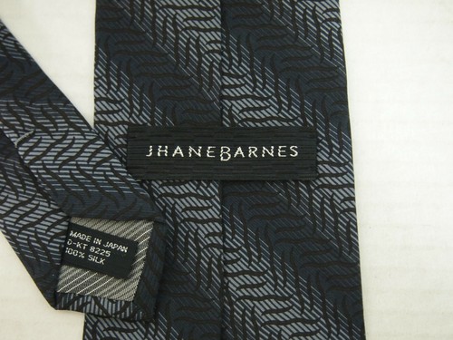 Jhane Barnes Mens Necktie Tie Grey Black Striped Silk 58" - Picture 3 of 5