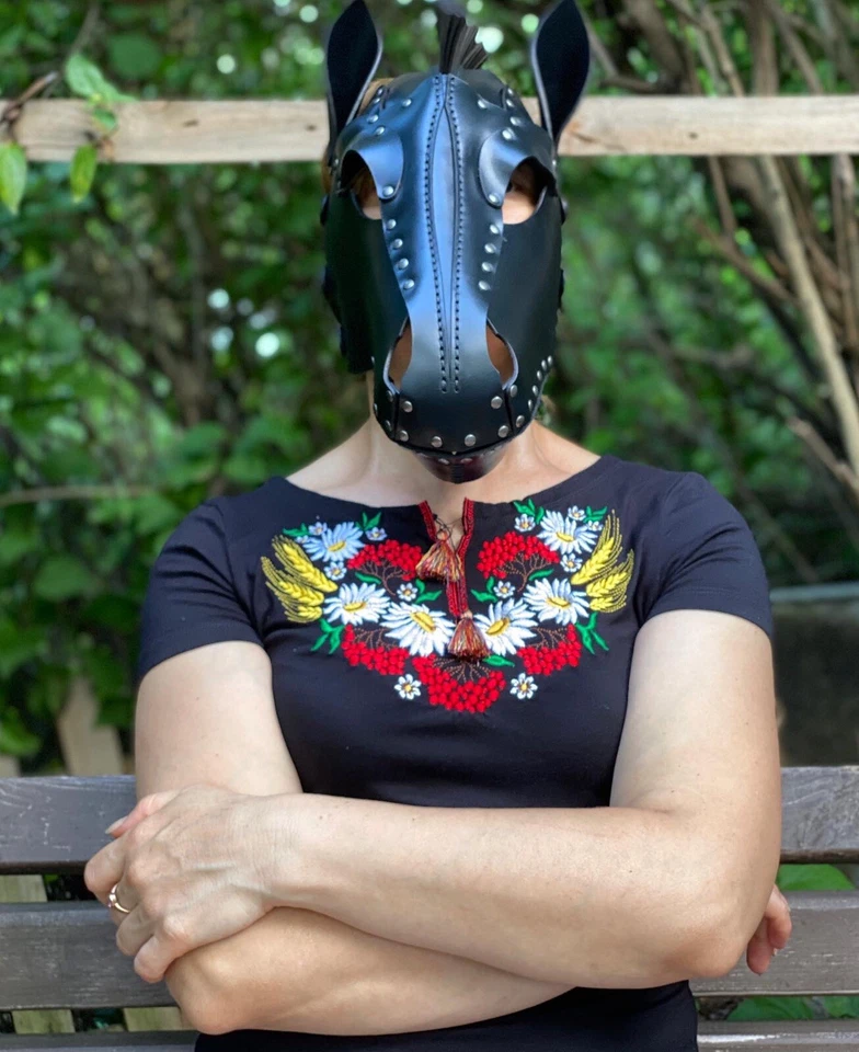 Genuine Leather Handmade Horse Pony Mask, Pony Hood  Leather Costume - Image 3 of 4