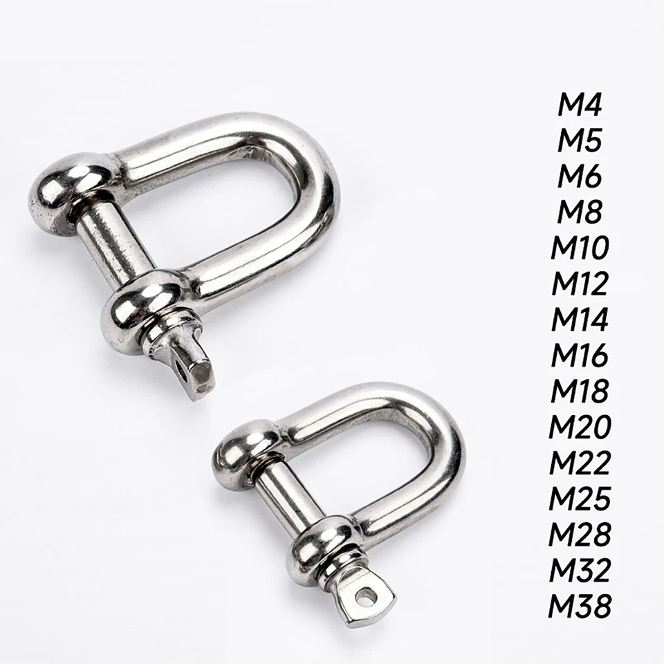 Dee Shackles D Shackle 4mm 5mm 6mm 8mm 10mm 12mm 14mm to 38mm Stainless Steel