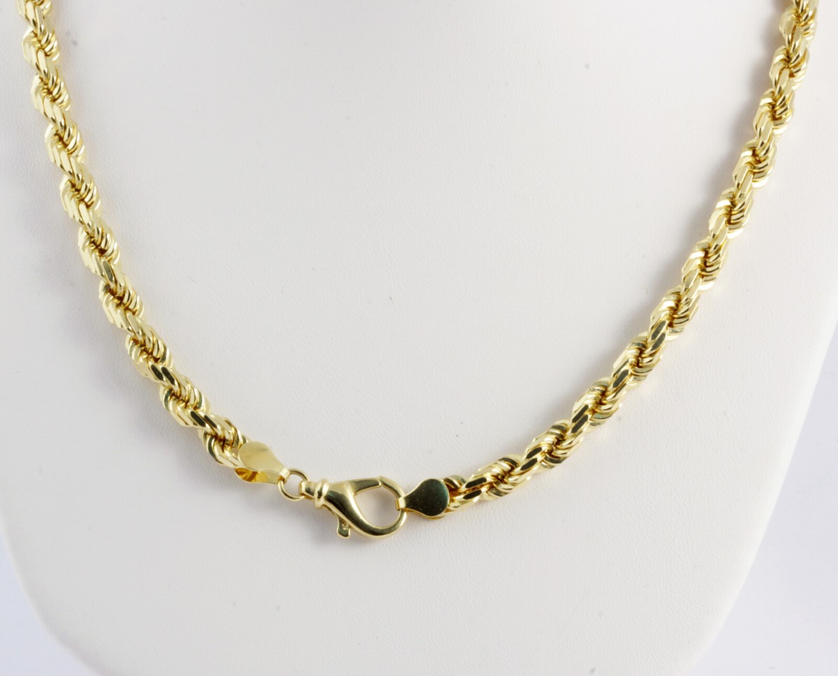 89 gm 14k Yellow Solid Gold Men's Women Diamond Cut Rope Chain