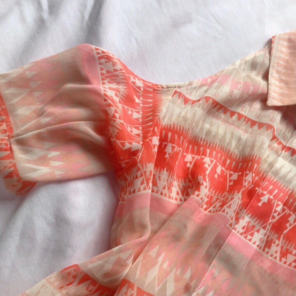 BCBGeneration Orange Aztec Boho Cold Shoulder She… - image 3