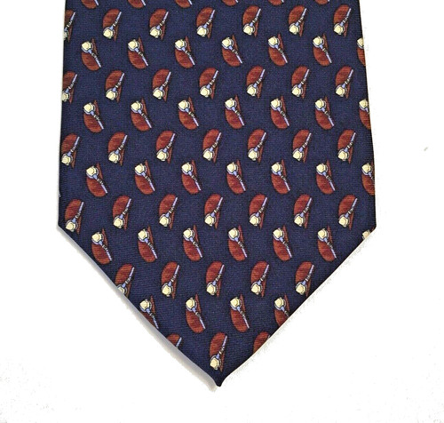 BROOKS BROTHERS 100% Silk Tie Equestrian Horse Riding Derby Hats Navy Necktie