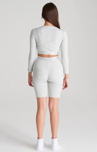 SikSilk Girls Grey Tape Rib Long Sleeve Crop Tee 11-12 Years - Picture 6 of 6