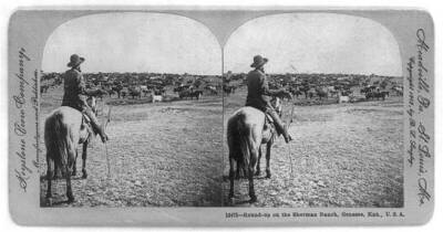 8'' x 10'' 1902 Round-up on the Sherman Ranch, Genesee, Kansas