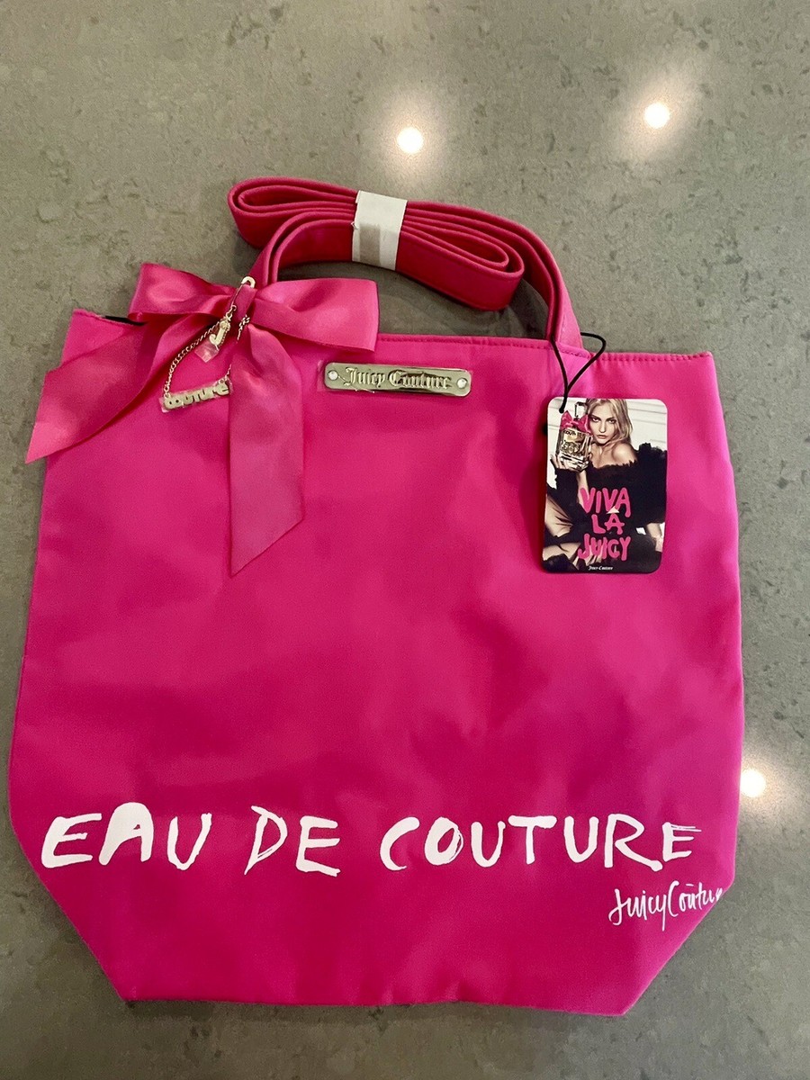 Juicy Couture Hot Pink Eau De Couture 100% Nylon Shopping Tote Bag NWT W/  Charms