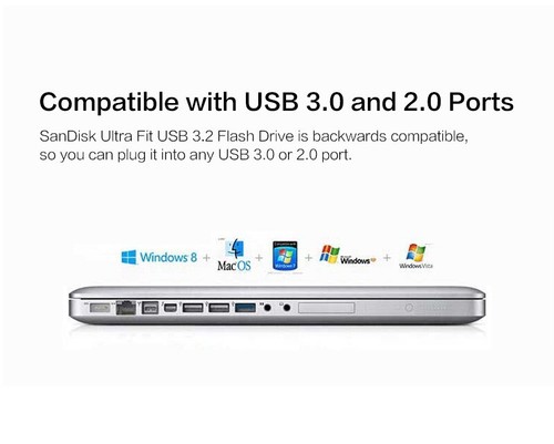 Sandisk Ultra Fit USB 3.2 Gen 1 Flash Drive 32GB 64GB 128GB 256GB 512GB 1TB - Picture 8 of 17